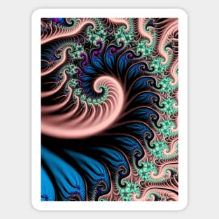 Pink and blue fractal spirals Sticker